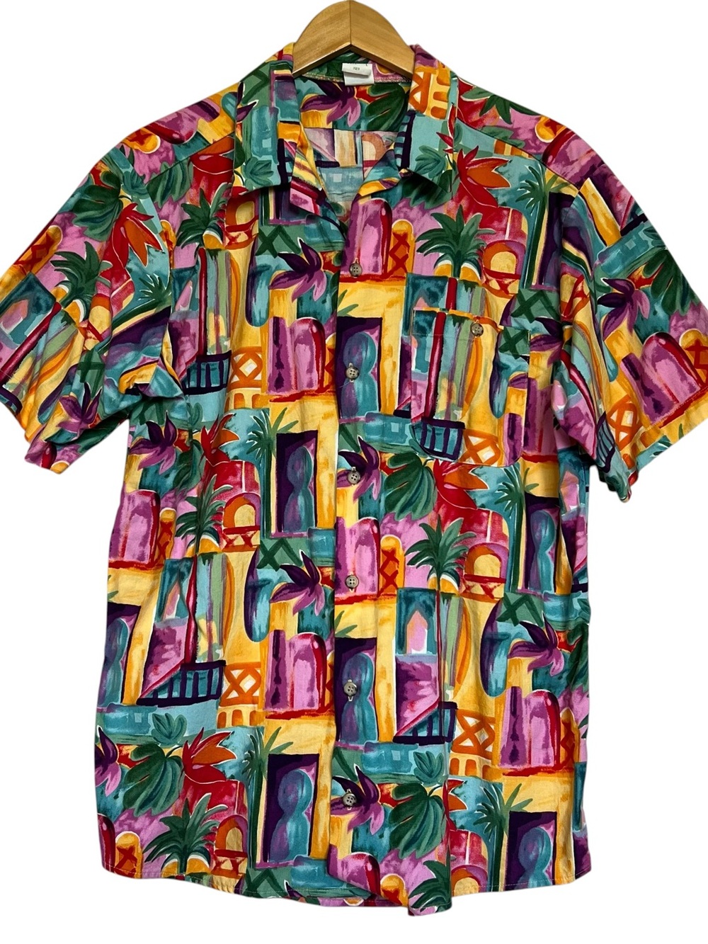 Angelica Vintage Hawaiian Button Up Mens Size Large Shirt